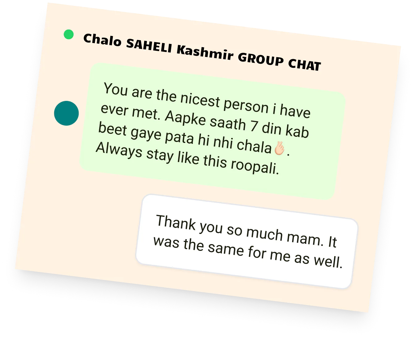 Chalo Saheli Kashmir GROUP CHAT
