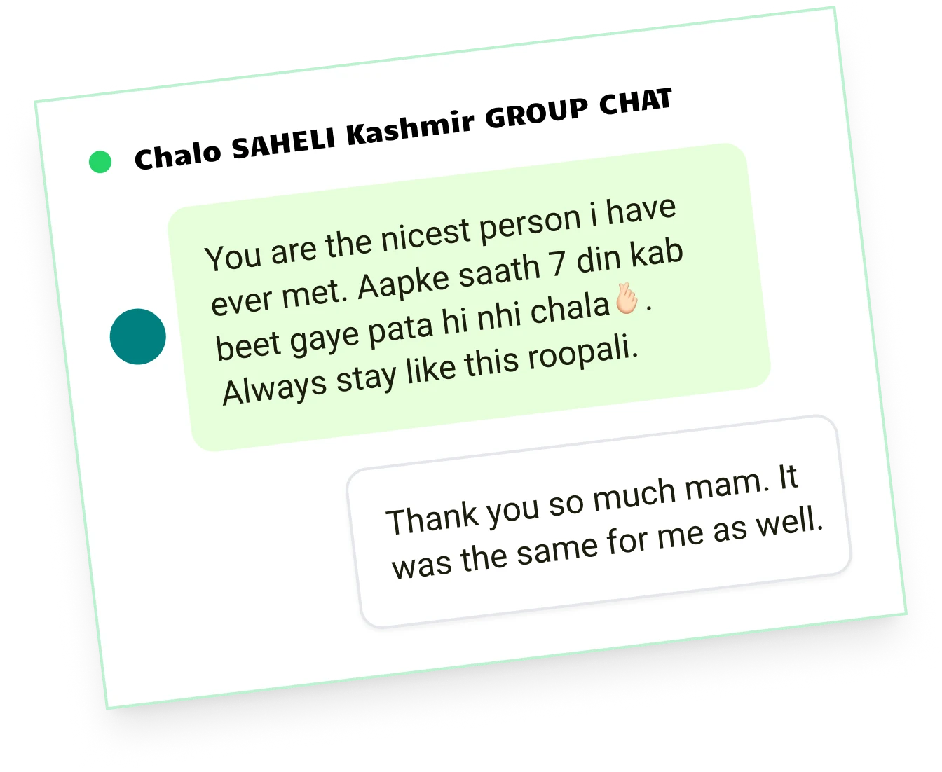 Chalo Saheli Kashmir group chat