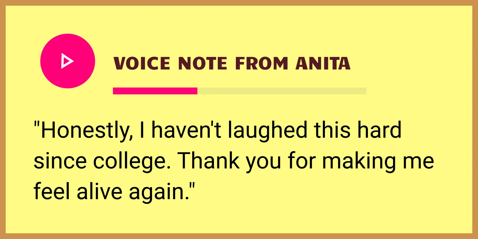 Voice note from Anita